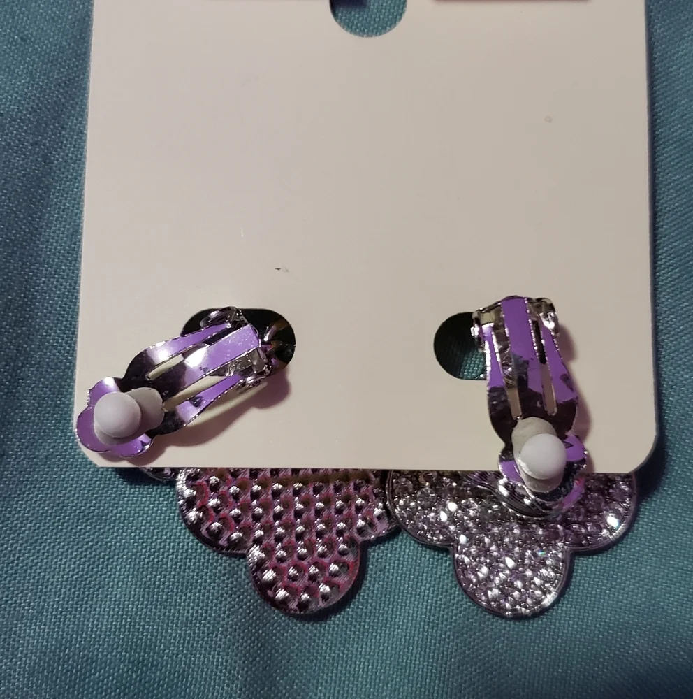 Ella Silver Crystal Clover Earrings Clip-on